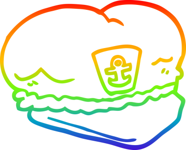 gökkuşağı gradyan çizgi çizimi bir insan tarafından çizilmiş denizci şapkası