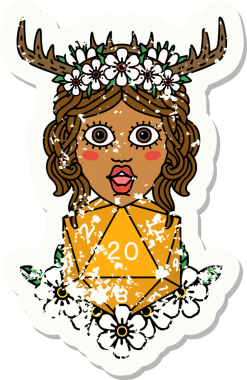 Retro Dövme Tarzı İnsan Druid Bir insan tarafından çizilmiş doğal yirmi zar ile