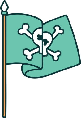 Bir insan tarafından çizilmiş korsan bayrağının ikonik dövme şekli