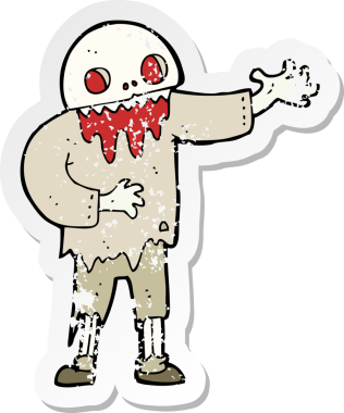 Bir insan tarafından çizilmiş ürkütücü bir çizgi filmin gerilimli çıkartması.