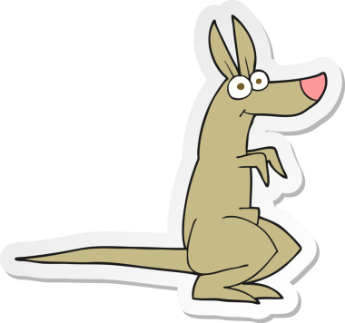 Bir insan tarafından çizilmiş bir kangurunun çıkartması.