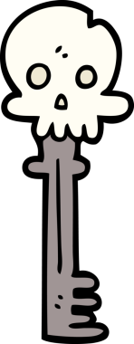 Bir insan tarafından çizilmiş garip kafatası anahtarı.