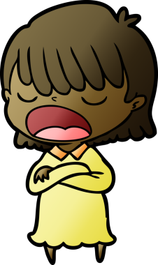 Çizgi filmdeki kadın bir insan tarafından yüksek sesle çizilmiş.