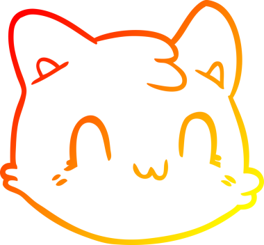 Bir insan tarafından çizilmiş çizgi film kedisinin sıcak çizgi çizimi