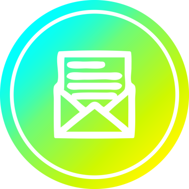 Zarf harfi dairesel simgesi, bir insan tarafından çizilen havalı gradyan bitiş