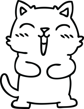 Bir insan tarafından çizilmiş garip çizgi film kedisi.