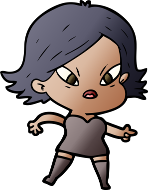 Çizgi film bir insan tarafından çizilmiş stresli kadın.