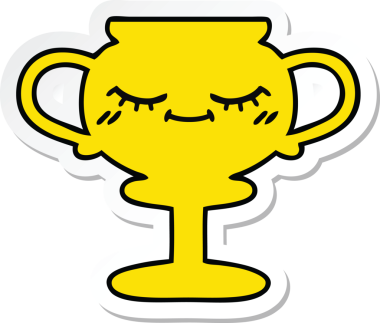 Bir insan tarafından çizilmiş şirin bir karikatür kupasının çıkartması.