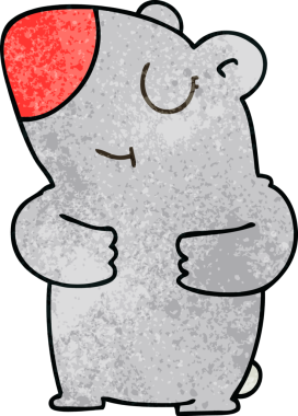 Bir insan tarafından çizilmiş garip bir çizgi film ayısı.