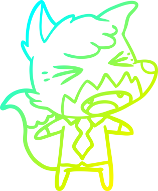 Bir insan tarafından çizilmiş kızgın bir tilki çizgi film patronunun soğuk çizgi çizimi.