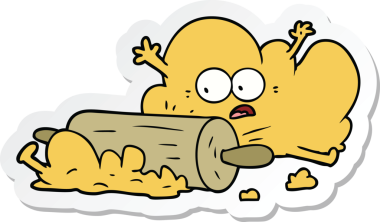 Bir insan tarafından çizilen çizgi film hamurunun çıkartması.