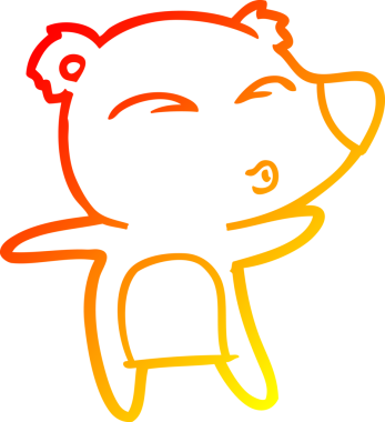 Bir insan tarafından çizilen çizgi film ıslık çalan ayının sıcak çizgi çizimi