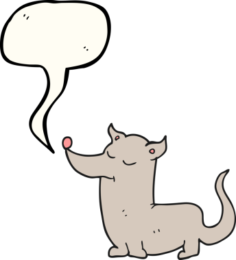 Bir insan tarafından çizilmiş serbest konuşma balonu karikatürü küçük köpek