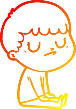 Bir insan tarafından çizilen huysuz bir çocuğun sıcak çizgi çizimi.