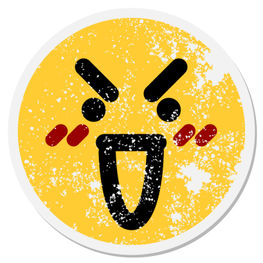 Bir insan tarafından çizilmiş muzaffer, acımasız, dairesel bir etiket.