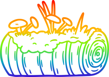 gökkuşağı gradyan çizimi bir insan tarafından çizilmiş mantarlı eski bir kütük