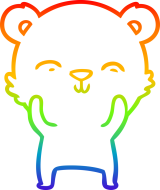 Bir insan tarafından çizilmiş mutlu bir çizgi film ayısının çizimi.