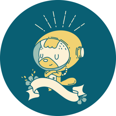 Bir insan tarafından çizilmiş astronot kostümlü dövme tarzı bir hayvanın simgesi.