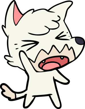 Bir insan tarafından çizilmiş kızgın çizgi film tilkisi.