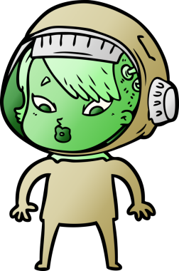 Bir insan tarafından çizilmiş astronot kadın.