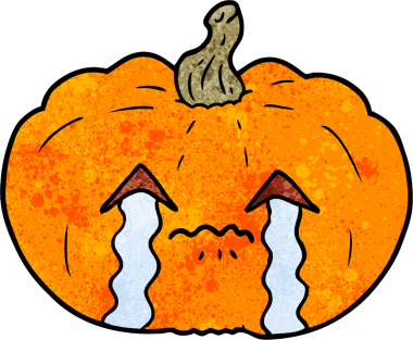 Bir insan tarafından çizilmiş cadılar bayramı balkabağı ağlayan çizgi film.