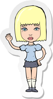 Bir insan tarafından çizilmiş bir karikatür kadının çıkartması.