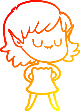 Bir insanın çizdiği elbiseyi giyen mutlu bir elf kızı çiziyor.