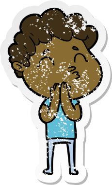 Bir insan tarafından çizilmiş karikatür adamın sıkıntılı çıkartması.