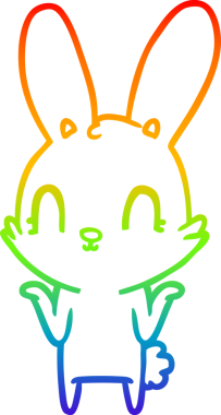 Gökkuşağı gradyan çizgisi. Bir insan tarafından çizilmiş şirin bir tavşan çizimi.