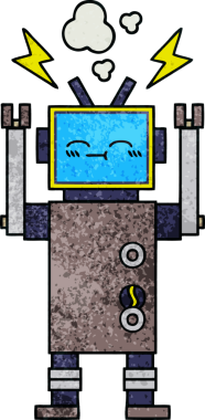 Bir insan tarafından çizilmiş bir robotun retro grunge dokusu