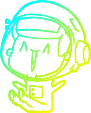 Bir insan tarafından çizilmiş mutlu bir astronot çizimi.