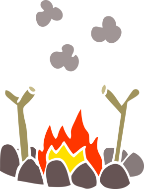 Bir insan tarafından çizilmiş karalama kampı ateşi.