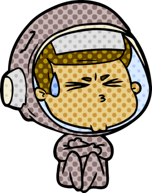 Çizgi film bir insan tarafından çizilmiş astronot.