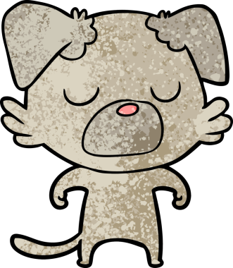 Bir insan tarafından çizilmiş çizgi film köpeği.