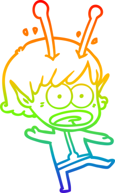 gökkuşağı gradyan çizimi bir çizgi film şok uzaylı kız bir insan tarafından çizildi