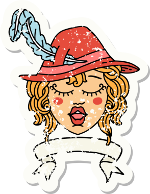 Retro Dövme Tarzı Şarkı söyleyen insan Ozan Karakteri Bir insan tarafından çizilmiş