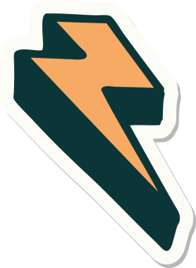 Bir insan tarafından çizilmiş geleneksel yıldırım stili dövme etiketi