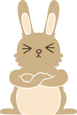 Bir insan tarafından çizilmiş garip çizgi film tavşanı.