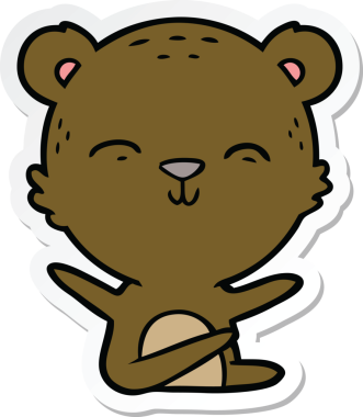 Bir insan tarafından çizilmiş mutlu çizgi film ayısının çıkartması.