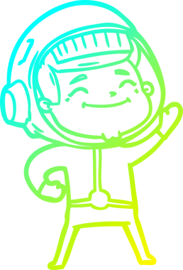 Bir insan tarafından çizilmiş mutlu bir astronotun soğuk gradyan çizimi.