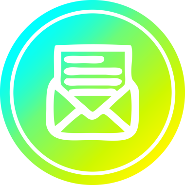 Zarf harfi dairesel simgesi, bir insan tarafından çizilen havalı gradyan bitiş