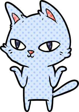 Bir insan tarafından çizilmiş çizgi film kedisi.