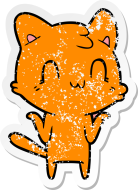 Bir insan tarafından çizilmiş mutlu bir kedinin sıkıntılı çıkartması.