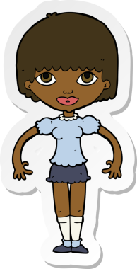 Bir insan tarafından çizilmiş bir karikatür kızının çıkartması.