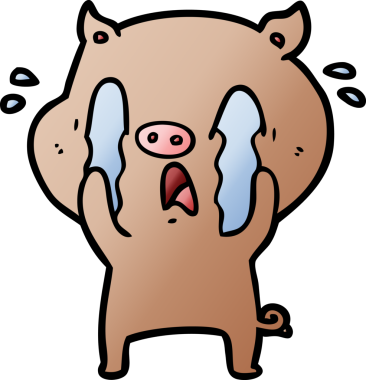 Bir insan tarafından çizilmiş ağlayan domuz çizgi filmi.