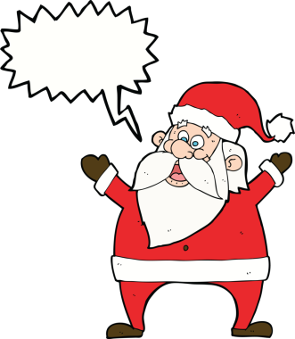 Bir insan tarafından çizilmiş neşeli Noel Baba çizgi filmi.