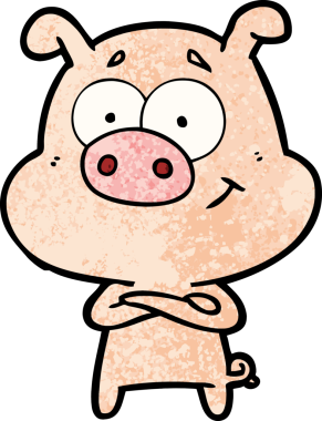 Bir insan tarafından çizilmiş mutlu çizgi film domuzu.