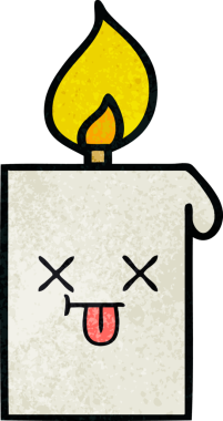Bir insan tarafından çizilmiş yanan bir mumun retro grunge desen karikatürü