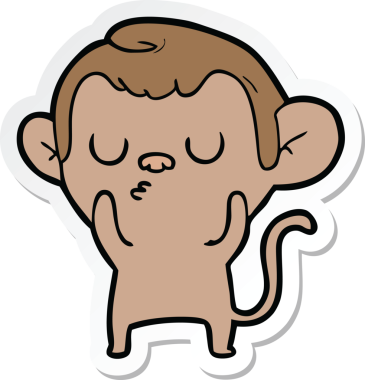 Bir insan tarafından çizilmiş çizgi film maymununun çıkartması.