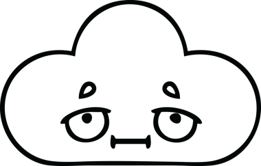 Bir insan tarafından çizilmiş beyaz bir bulutun çizgi çizimi